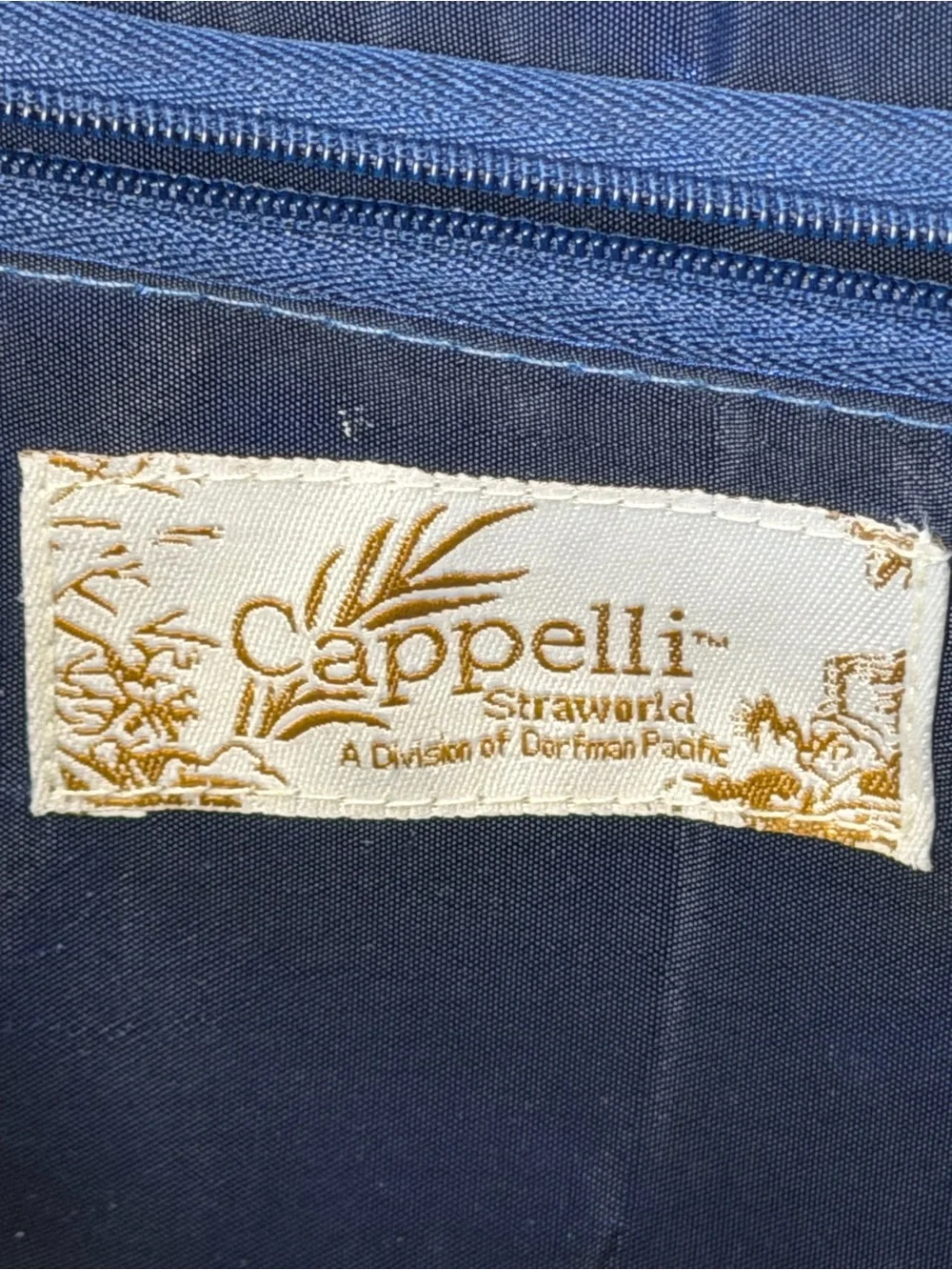 Cappelli Straworld Blue, Green & Cream Woven Straw Tote